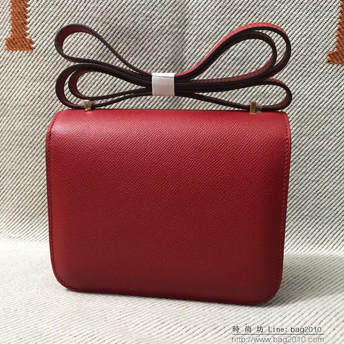 HERMES愛馬仕 H空姐包 進口原廠EP皮 頂級蜜蠟製作 街拍必備單品 大紅金銀 單肩斜挎包  Ama1551